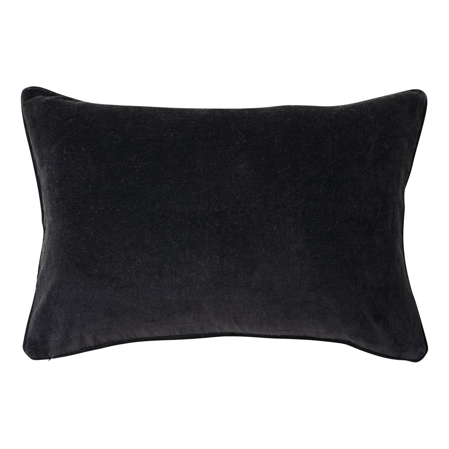 Black rectangular pillow on a white background