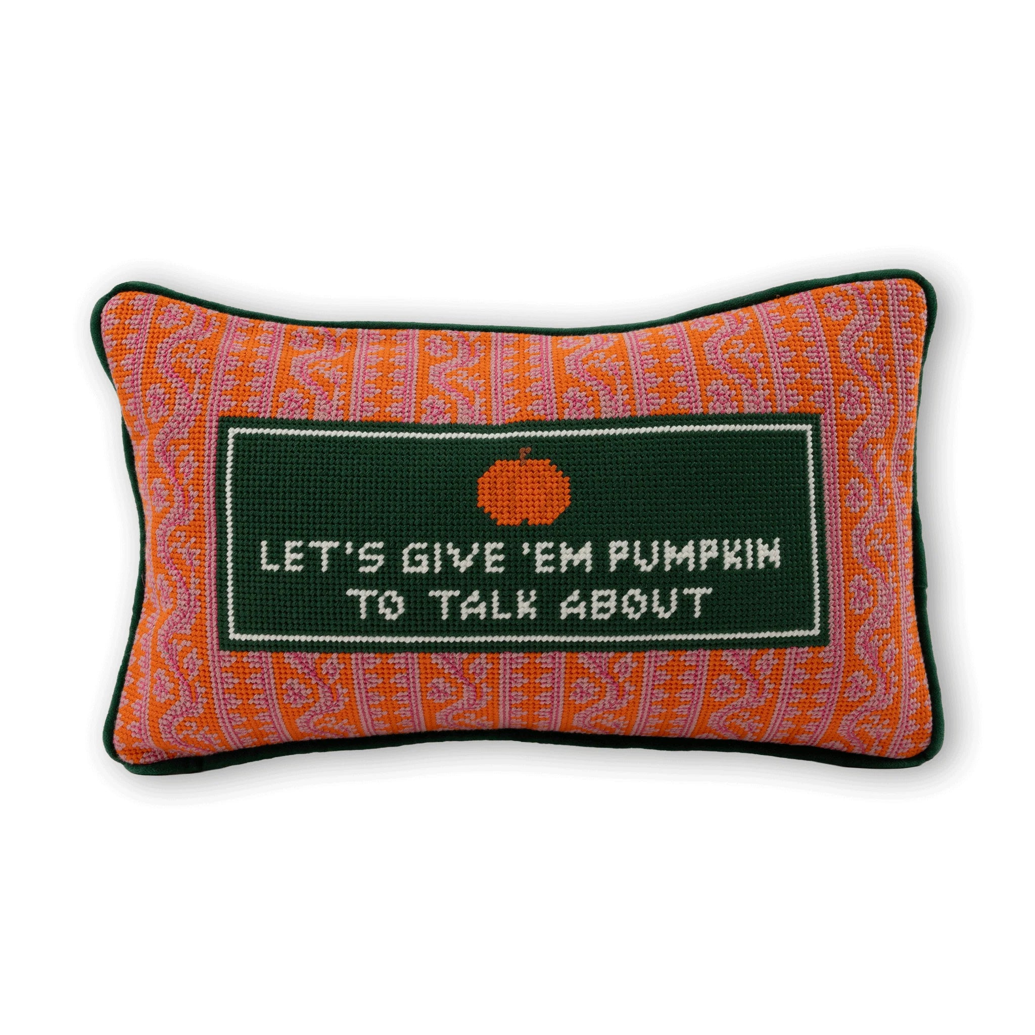 Pumpkin to Talk About Needlepoint Pillow