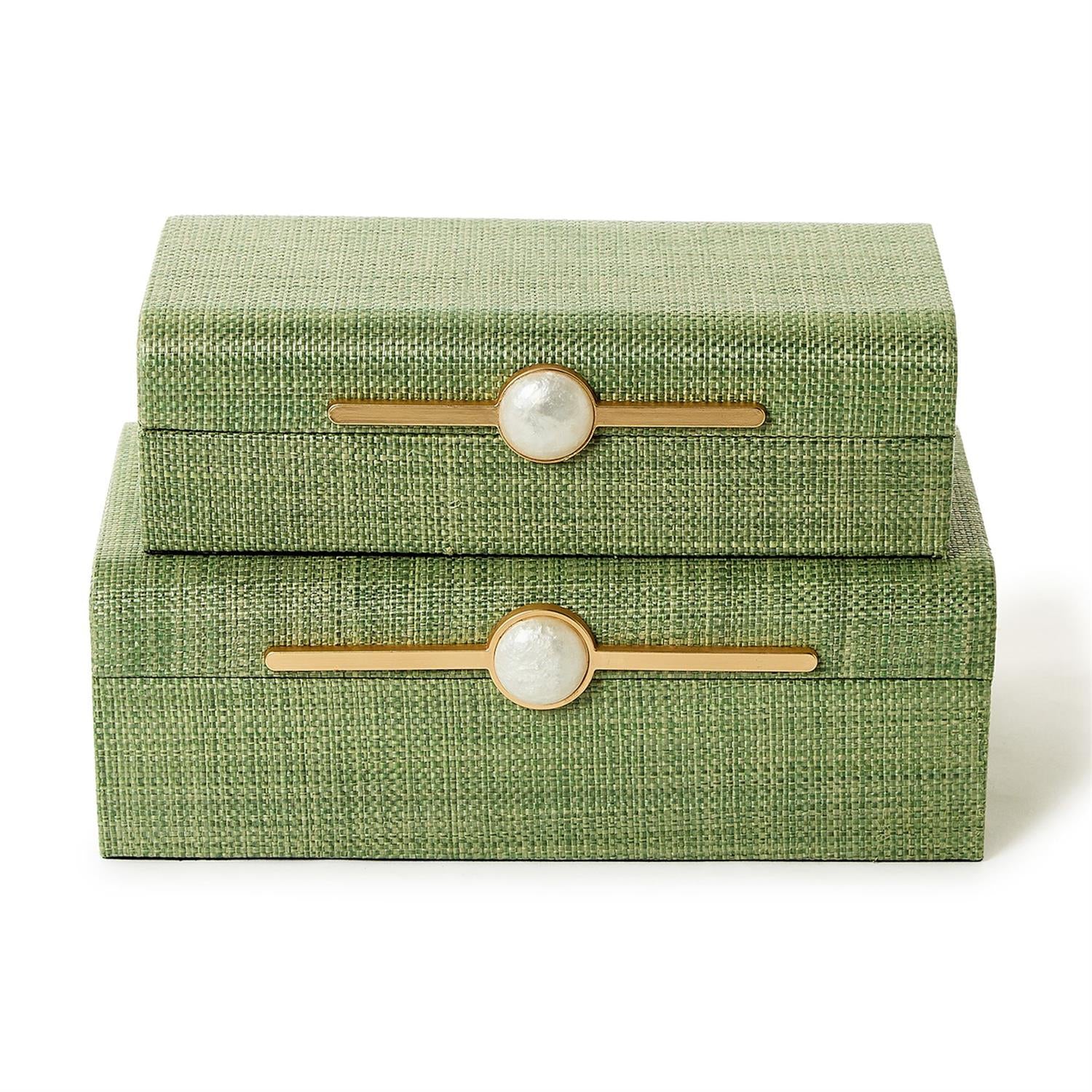 Monaco Green Faux Seagrass Decorative Box