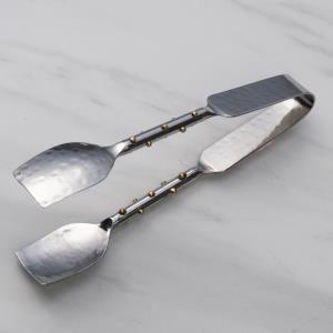Hammered Stainless Steel Serving Tongs With Rivet