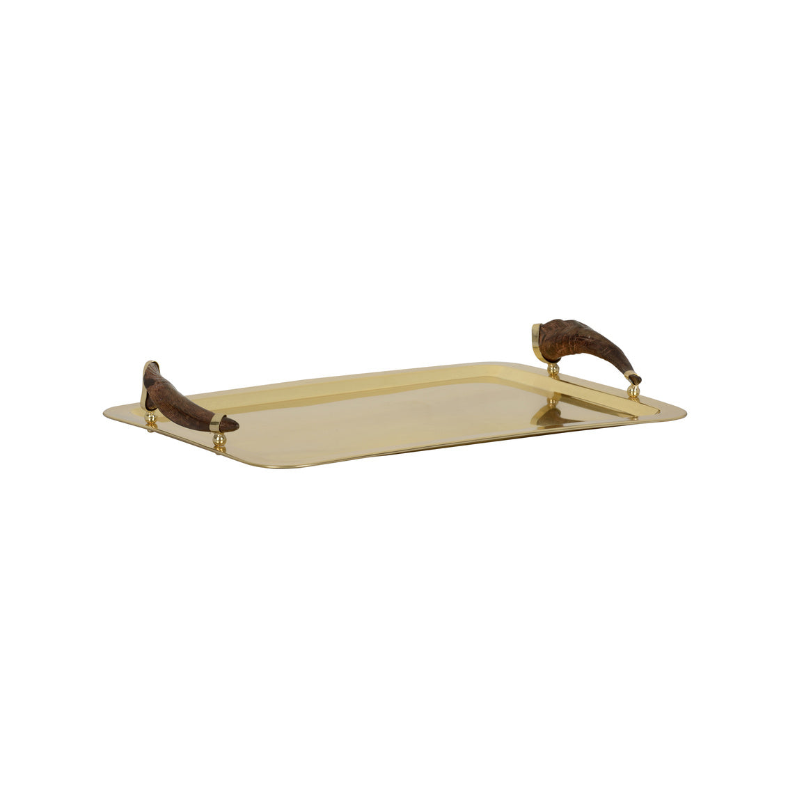 Rectangular tray with decorative handles on a white background