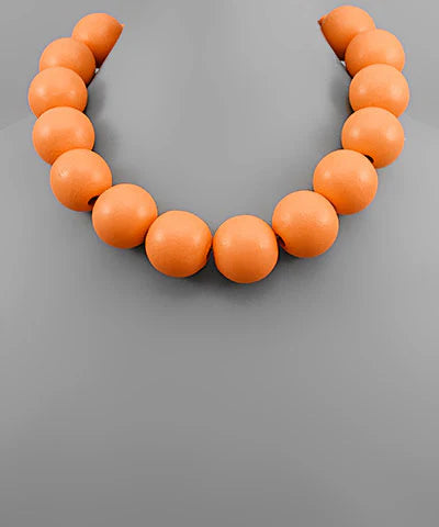 Color Wood Ball Necklace
