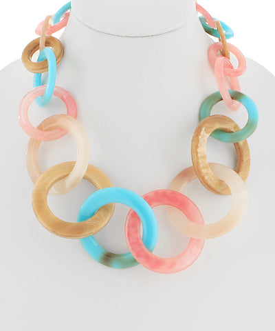 Multi Open Round Linked Necklace
