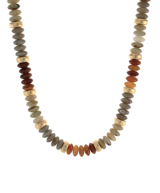 Color Wide Bead Stand Necklace