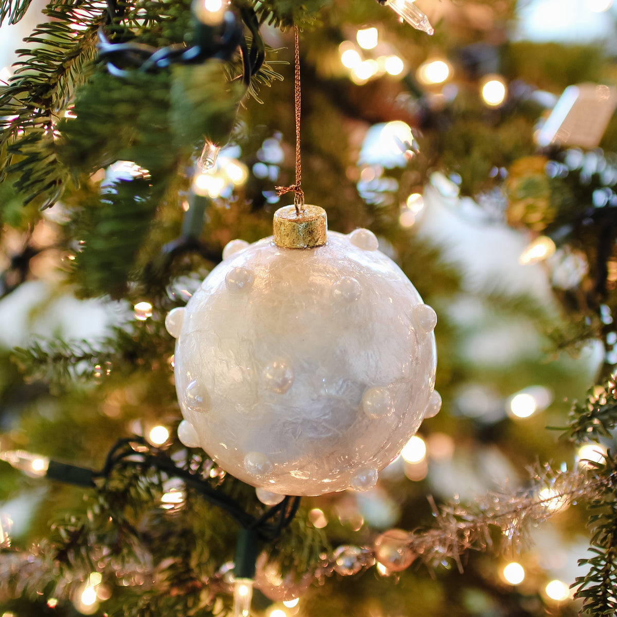 Capiz Ball Ornament with Pearls