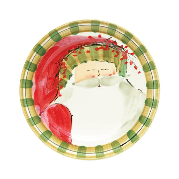 Old St. Nick Holiday Dinner Plate - Striped Hat