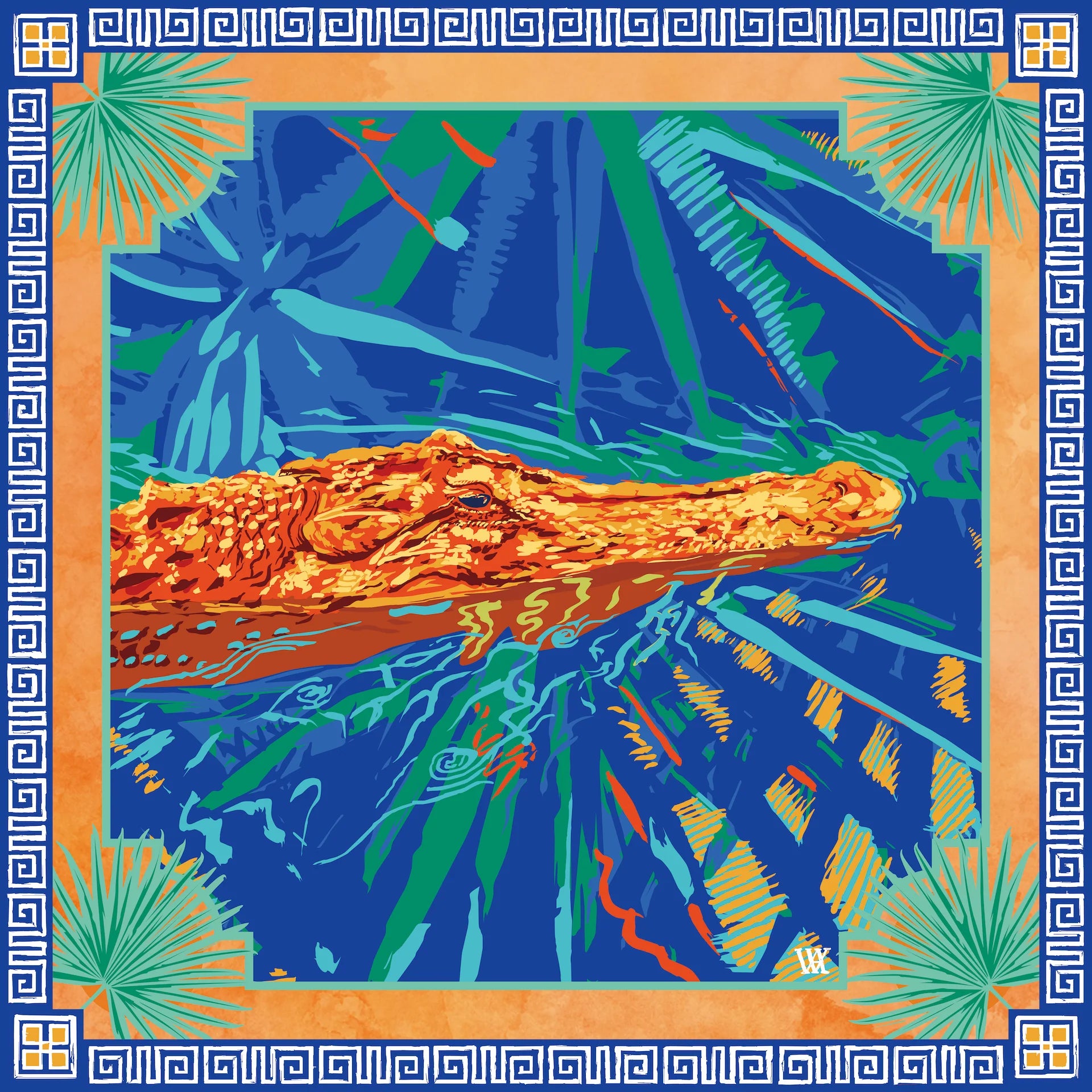 Swamp Ocmulgee Alligator Silk Scarf