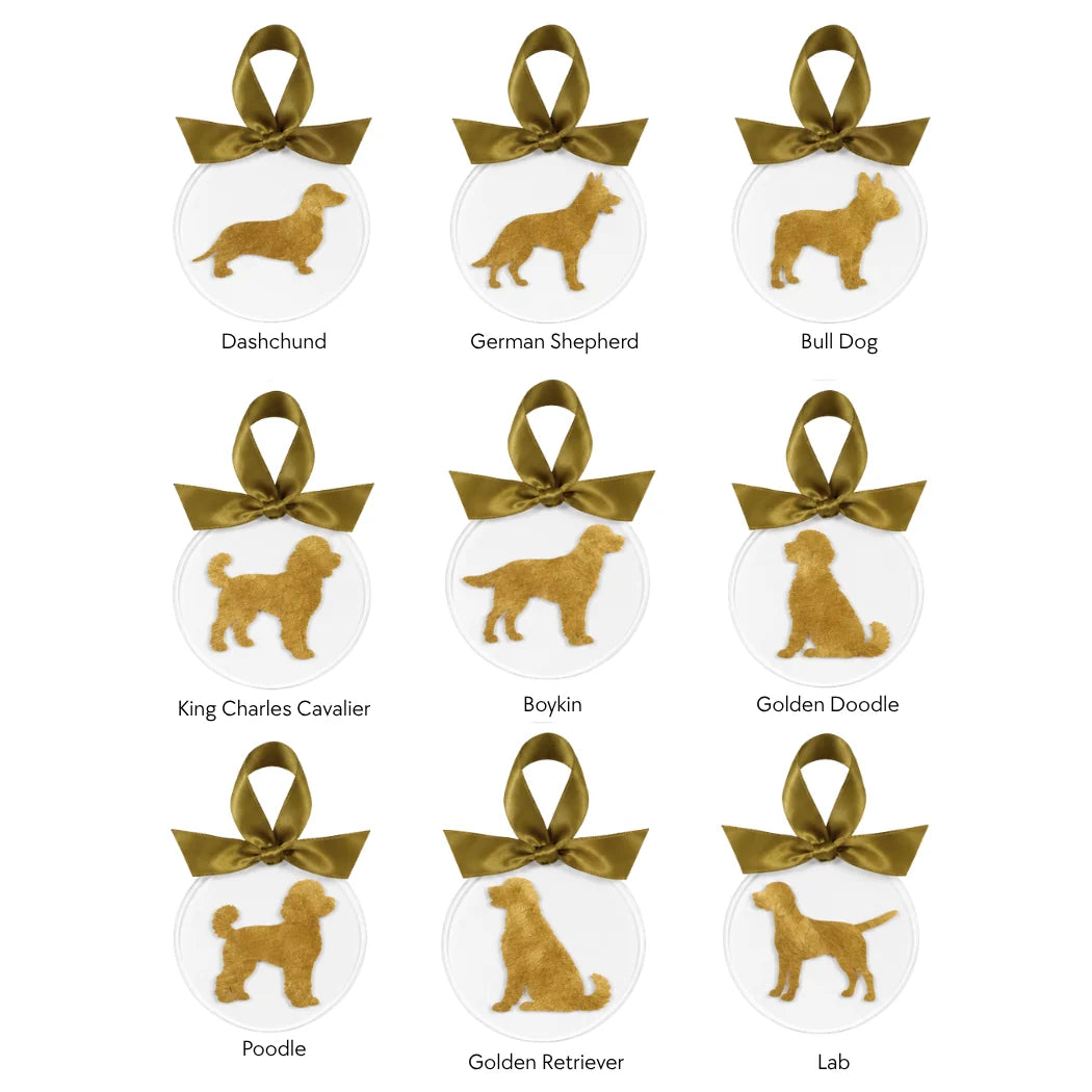 Gold Leaf Dog Breed Acrylic Ornament
