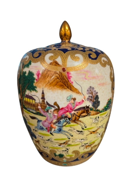 Gold Leaf Porcelain Temple Jar