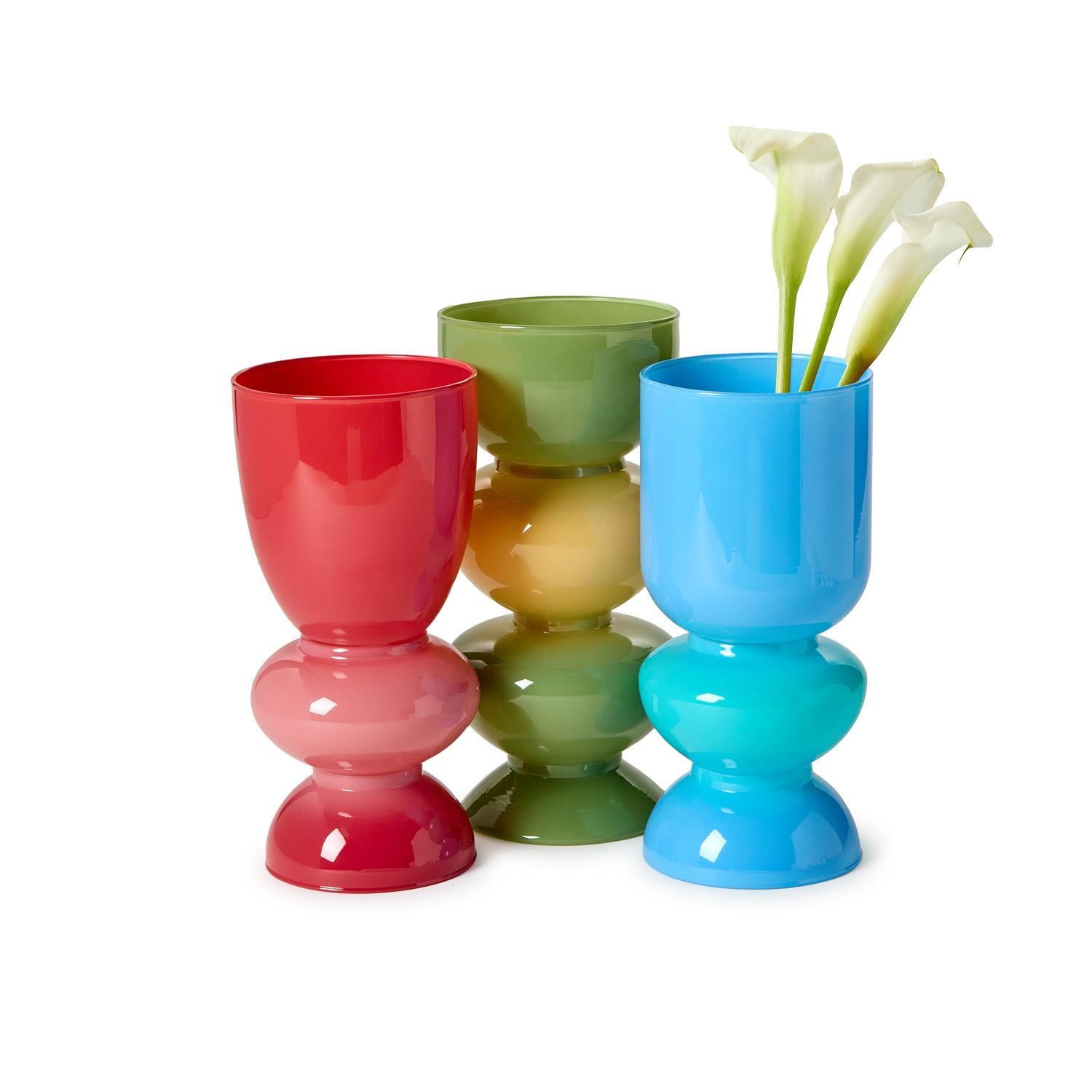 Mixed Colored Glass Vases