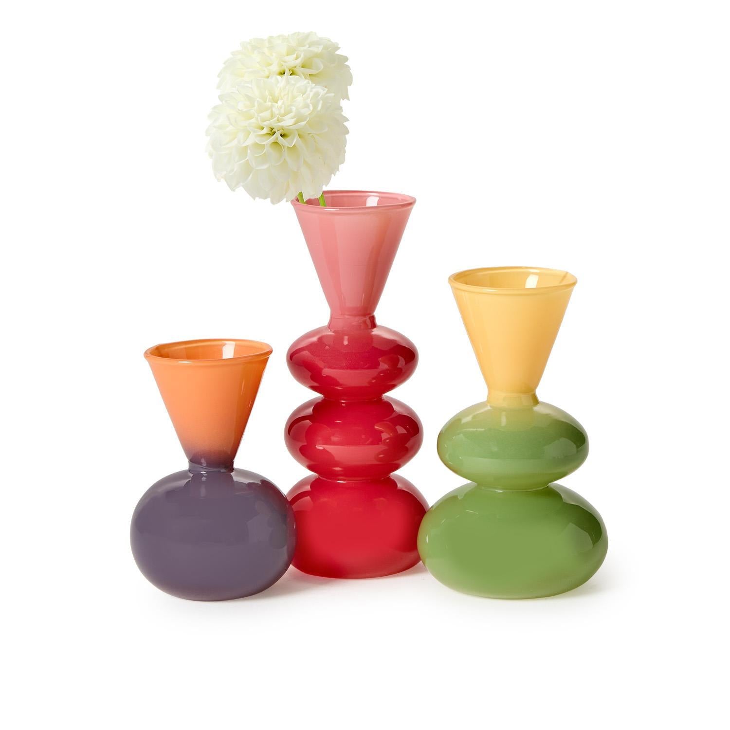 Mixed Colored Glass Vases