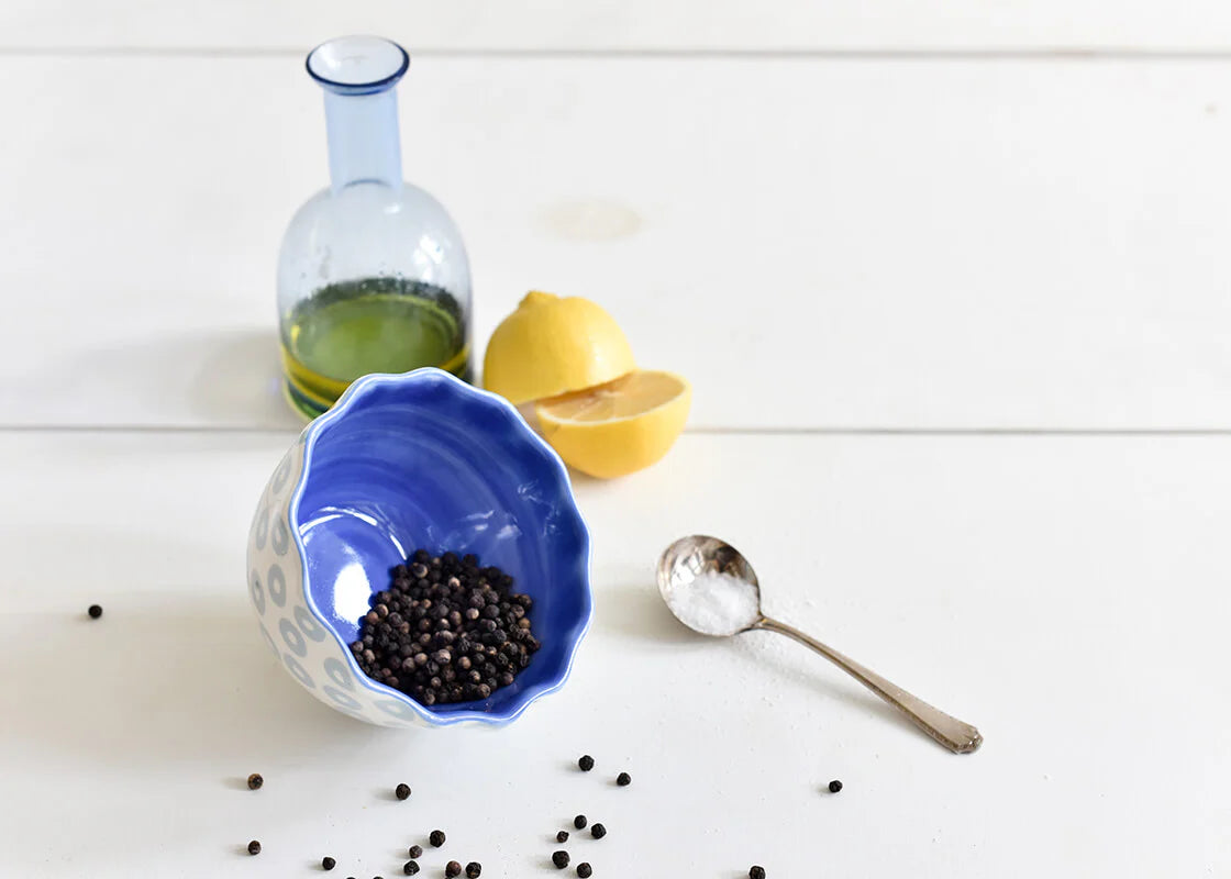 IRIS BLUE PIP RUFFLE APPETIZER BOWL