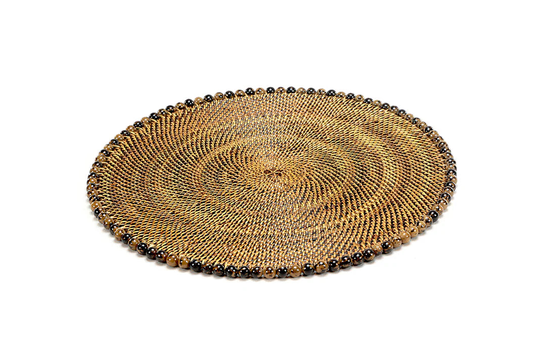 Round Placemat with Tortoise Beads | Set of 4