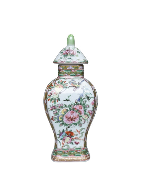 Porcelain Rose Medallion Jar 11"