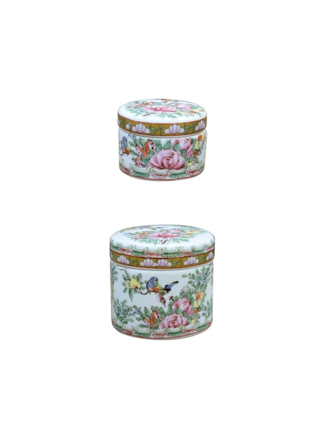Porcelain Rose Medallion Powder Box