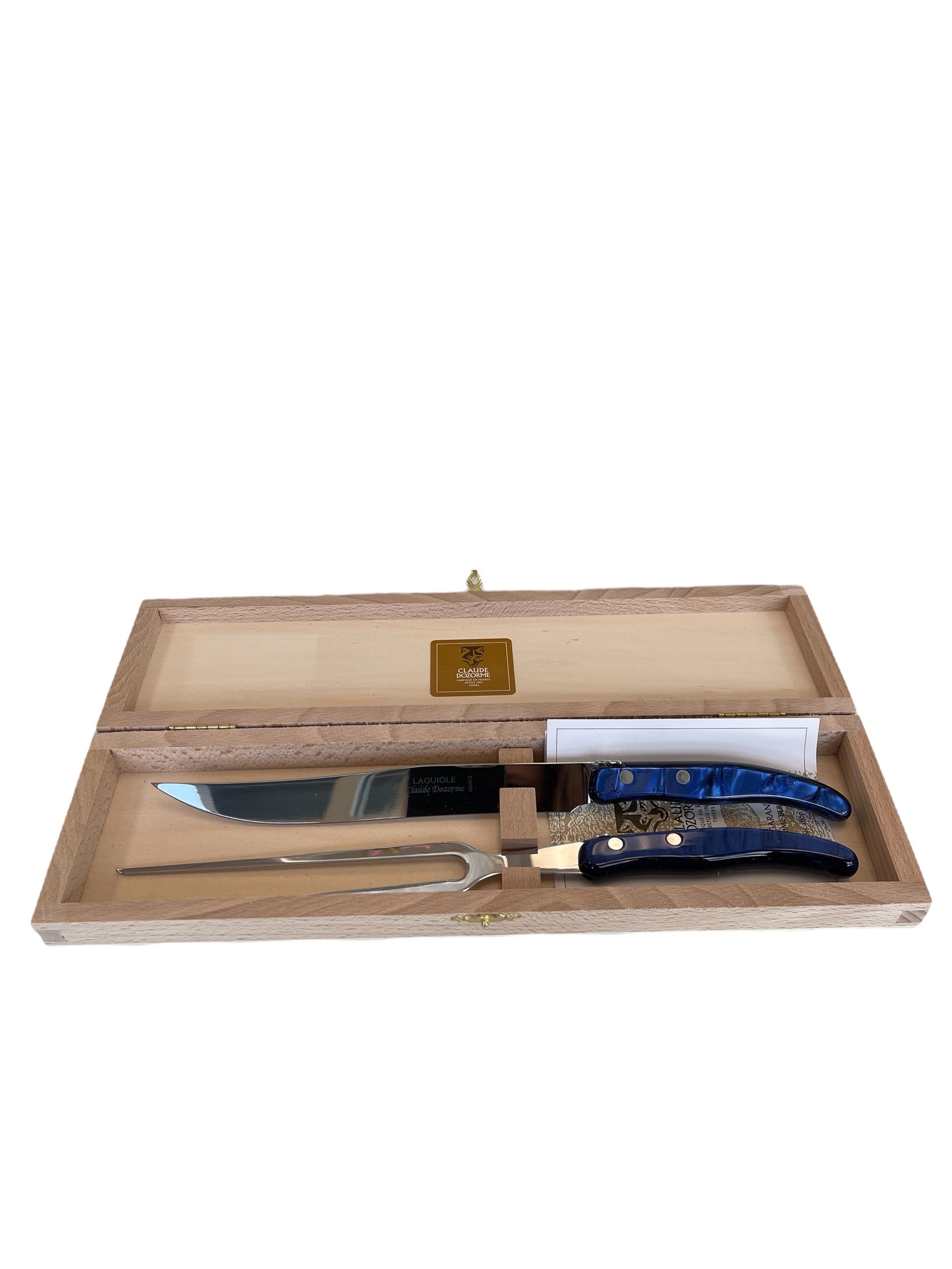 Berlingot Box of 2 Carving Set | Blue Handle