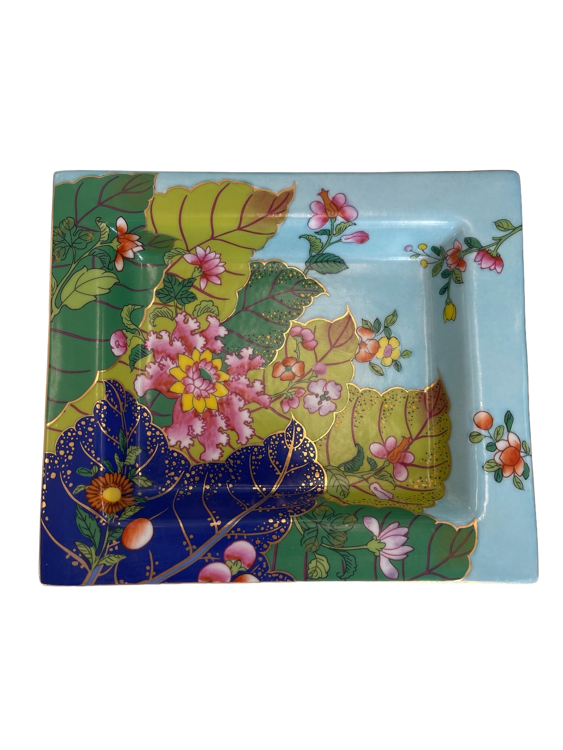 Turquoise tobacco leaf key tray, 7.5"