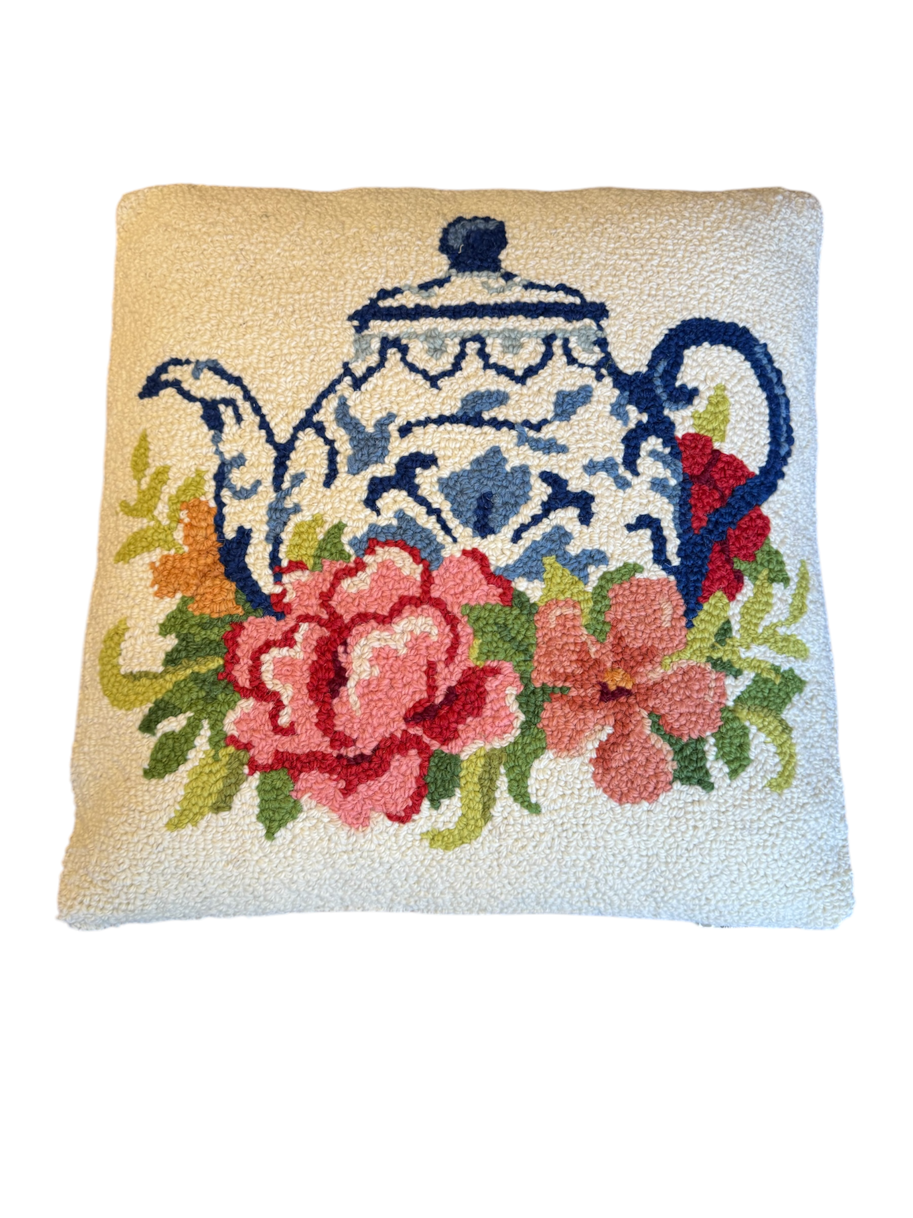 Floral teapot hook pillow