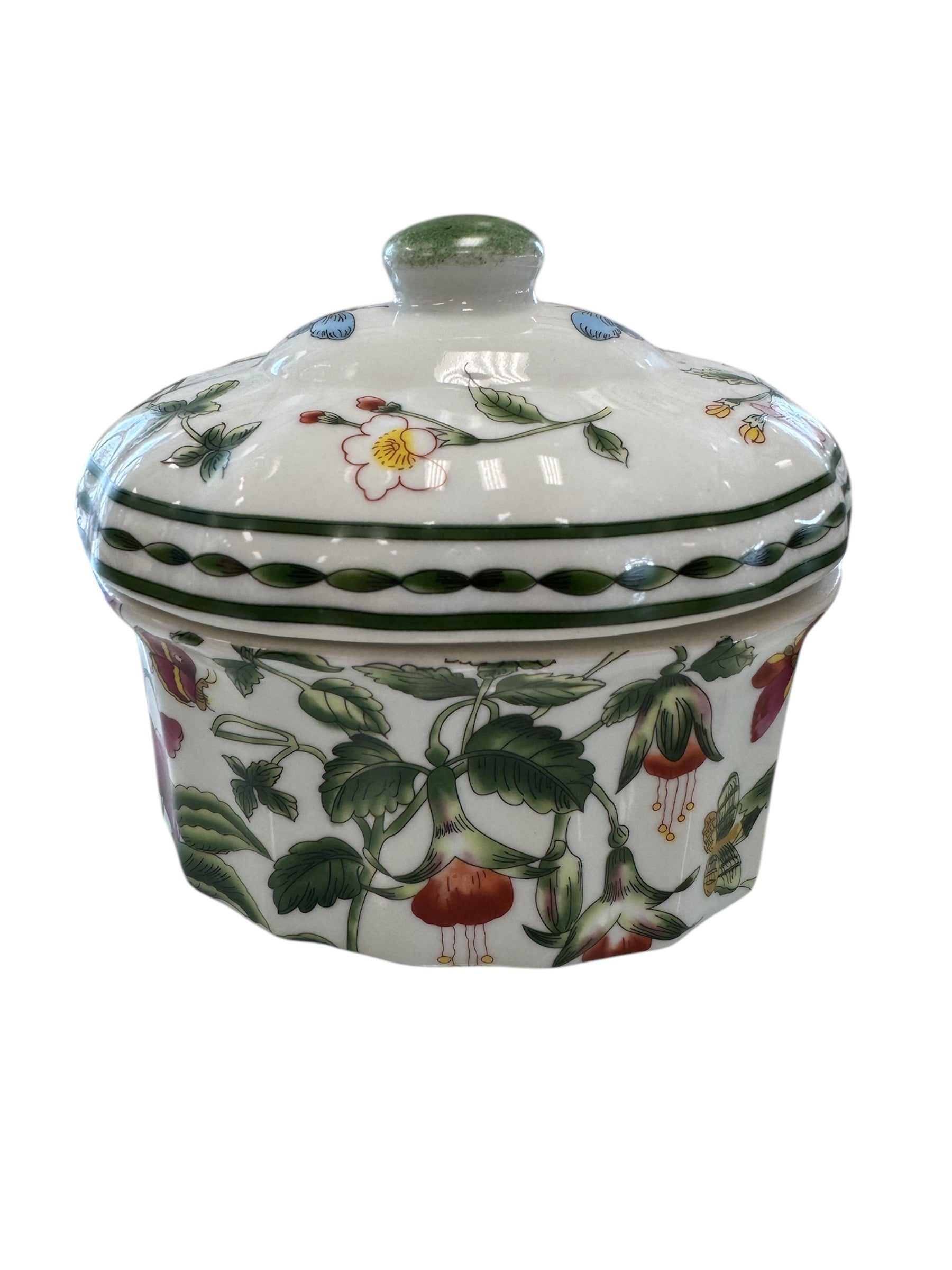 Porcelain Floral Lidded Oval Jar