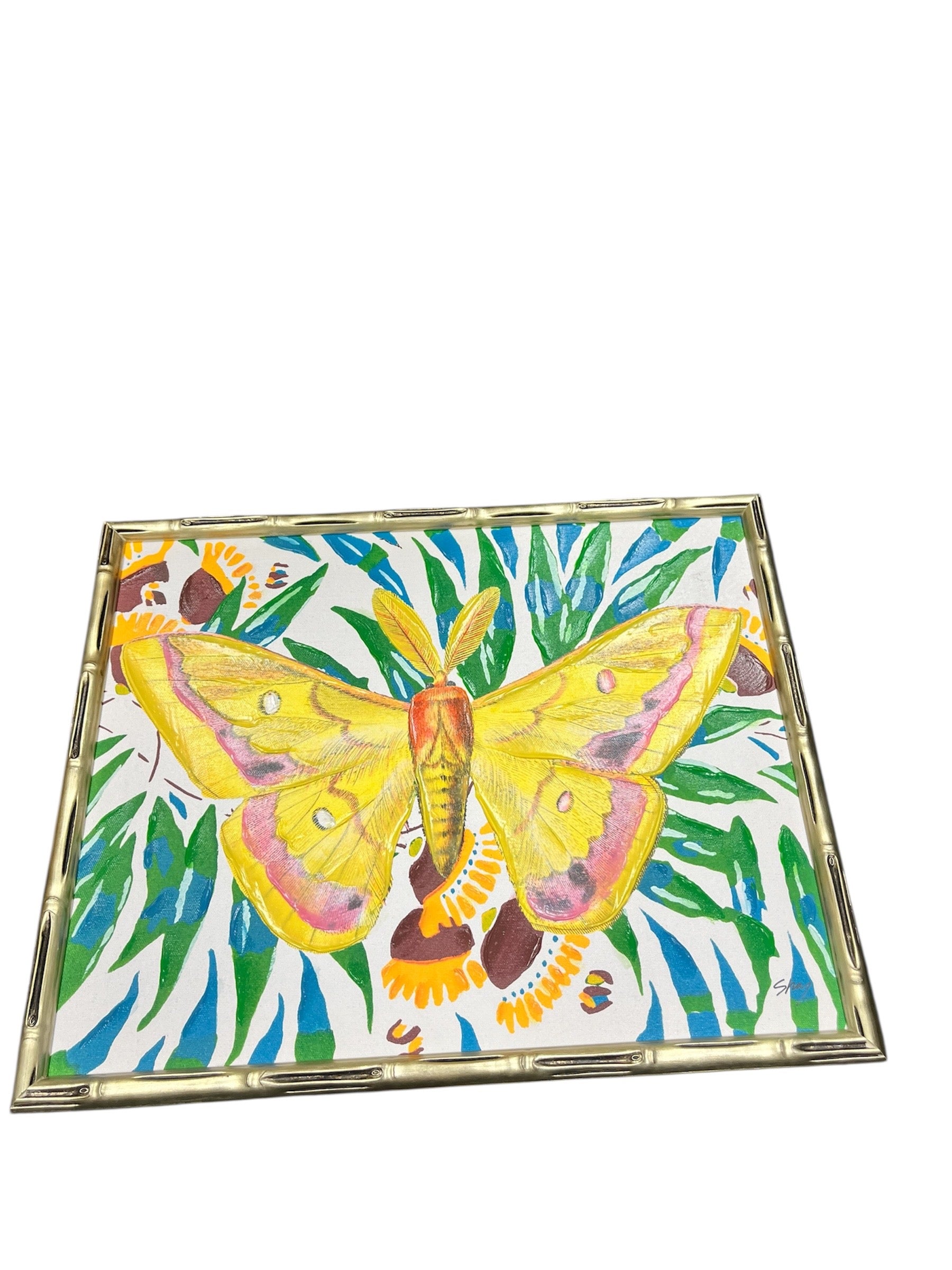 Yellow Moth Bamboo Frame