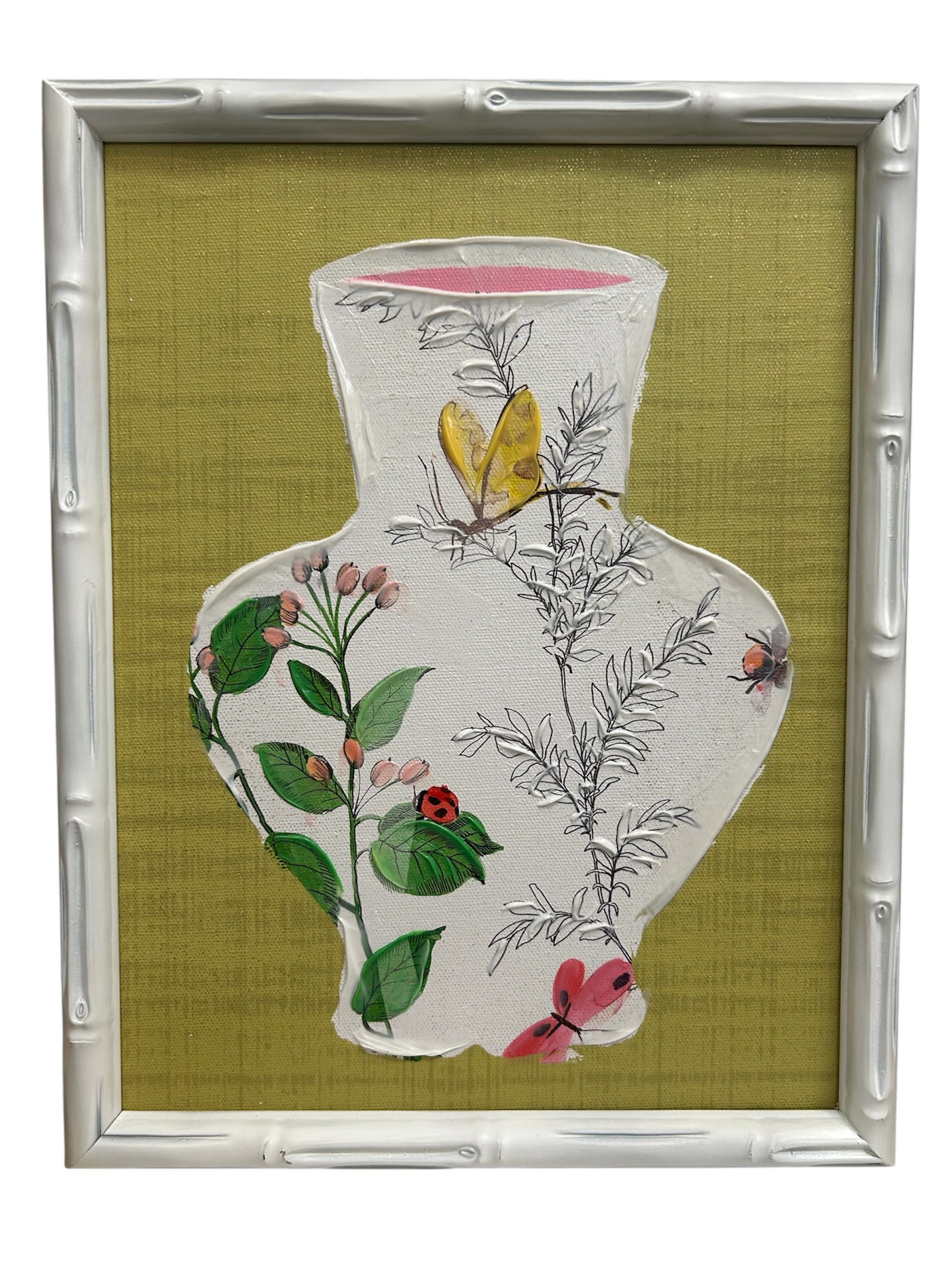 Chinoiserie Vase Green Bamboo Frame