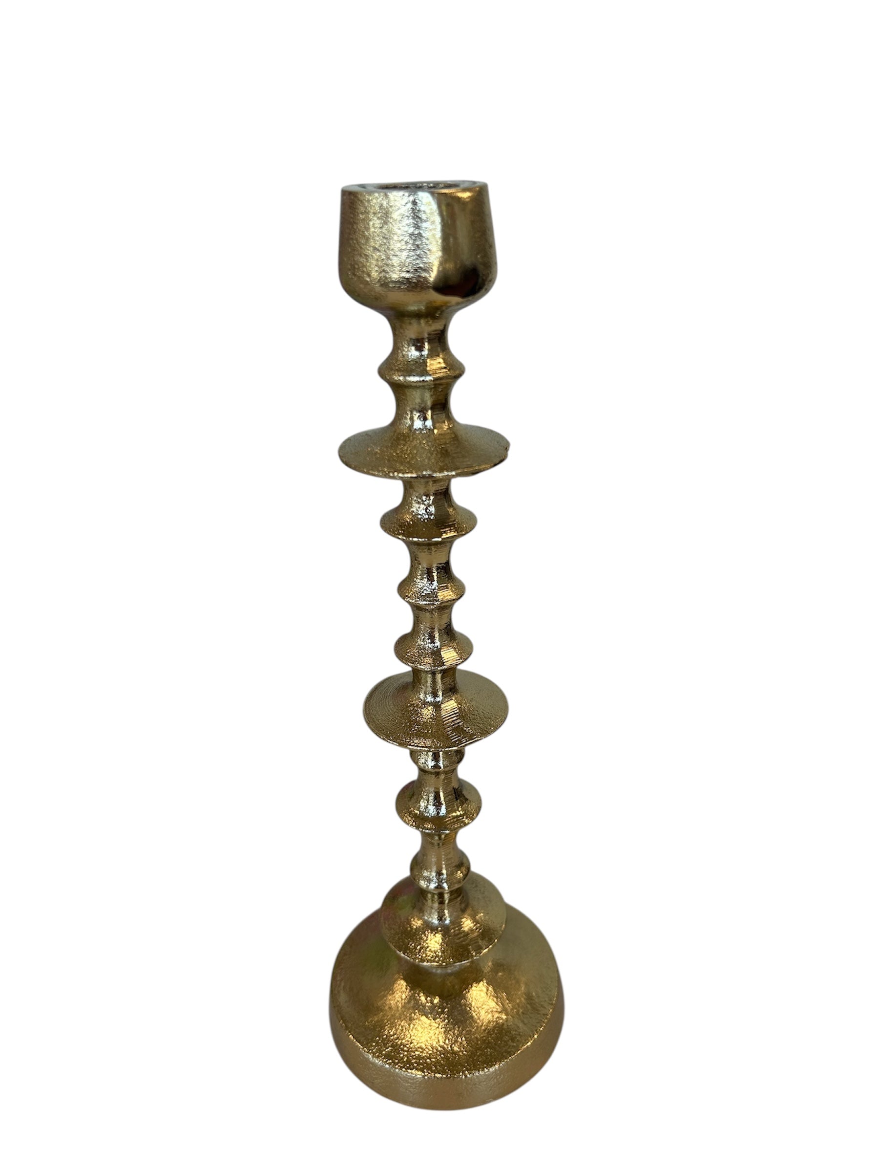 Gold Beaded 16" Candle Holder