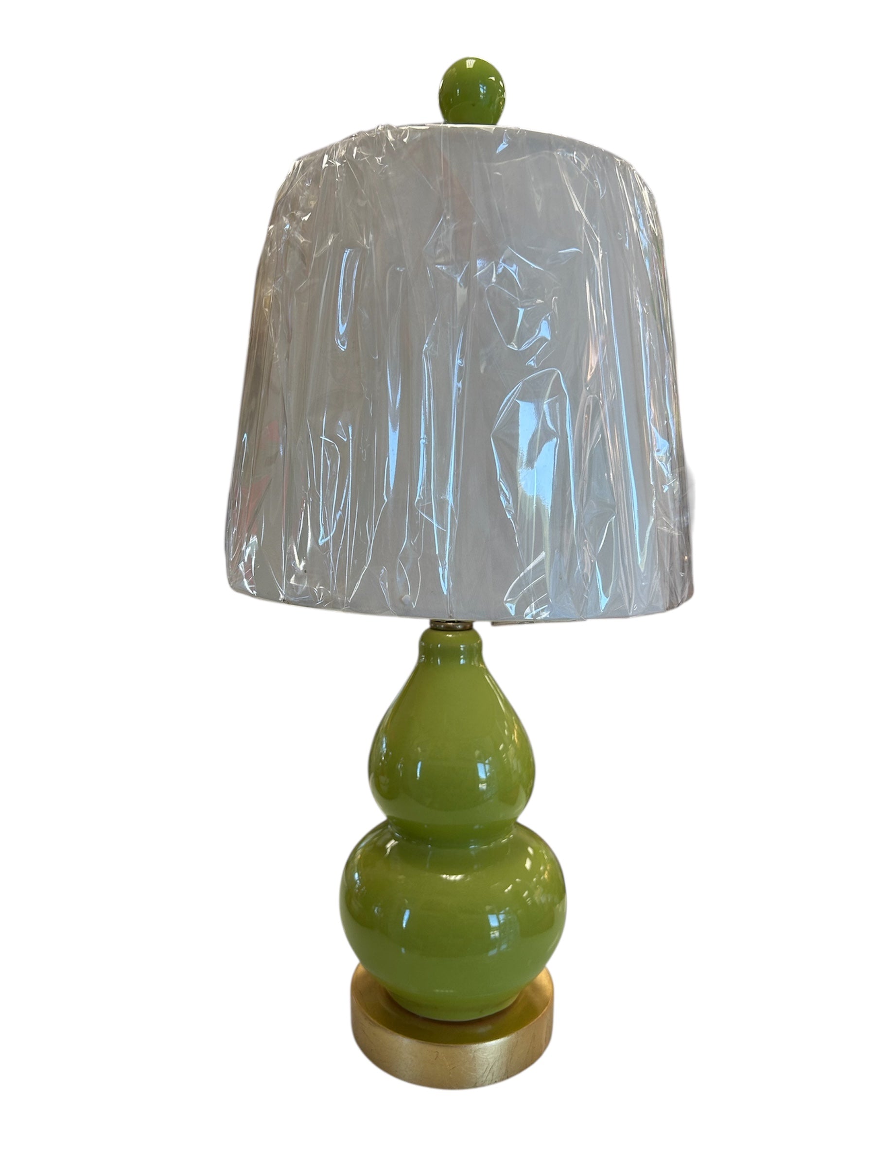 Porcelain Limon Green Gourd Lamp with gold leaf base