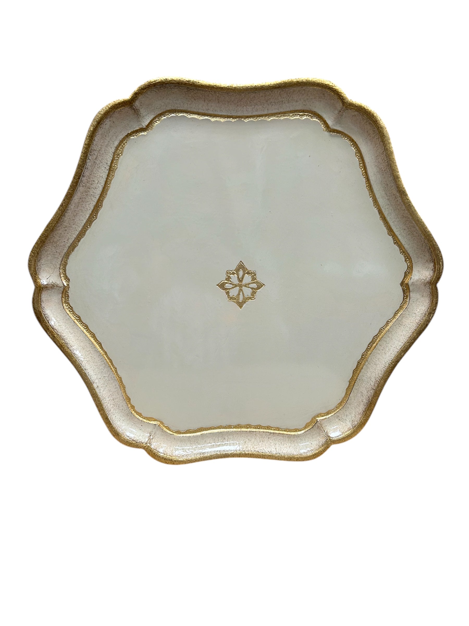 Large Taupe Florentino Baroque Wooden Charger/Tray