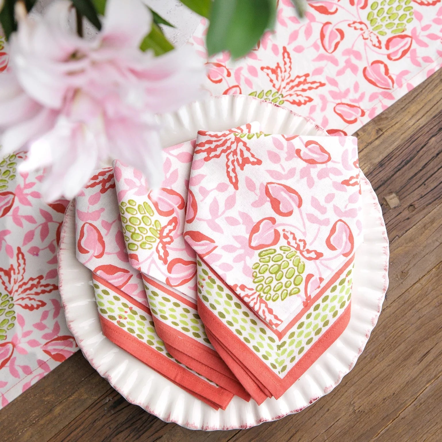 Pineapple Party Pink & Green Napkin | Set of 4