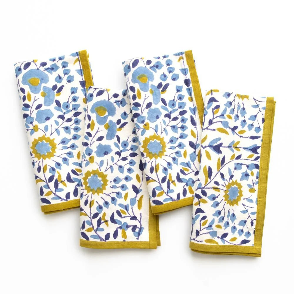 Starflower Blue & Ochre Napkin | Set of 4