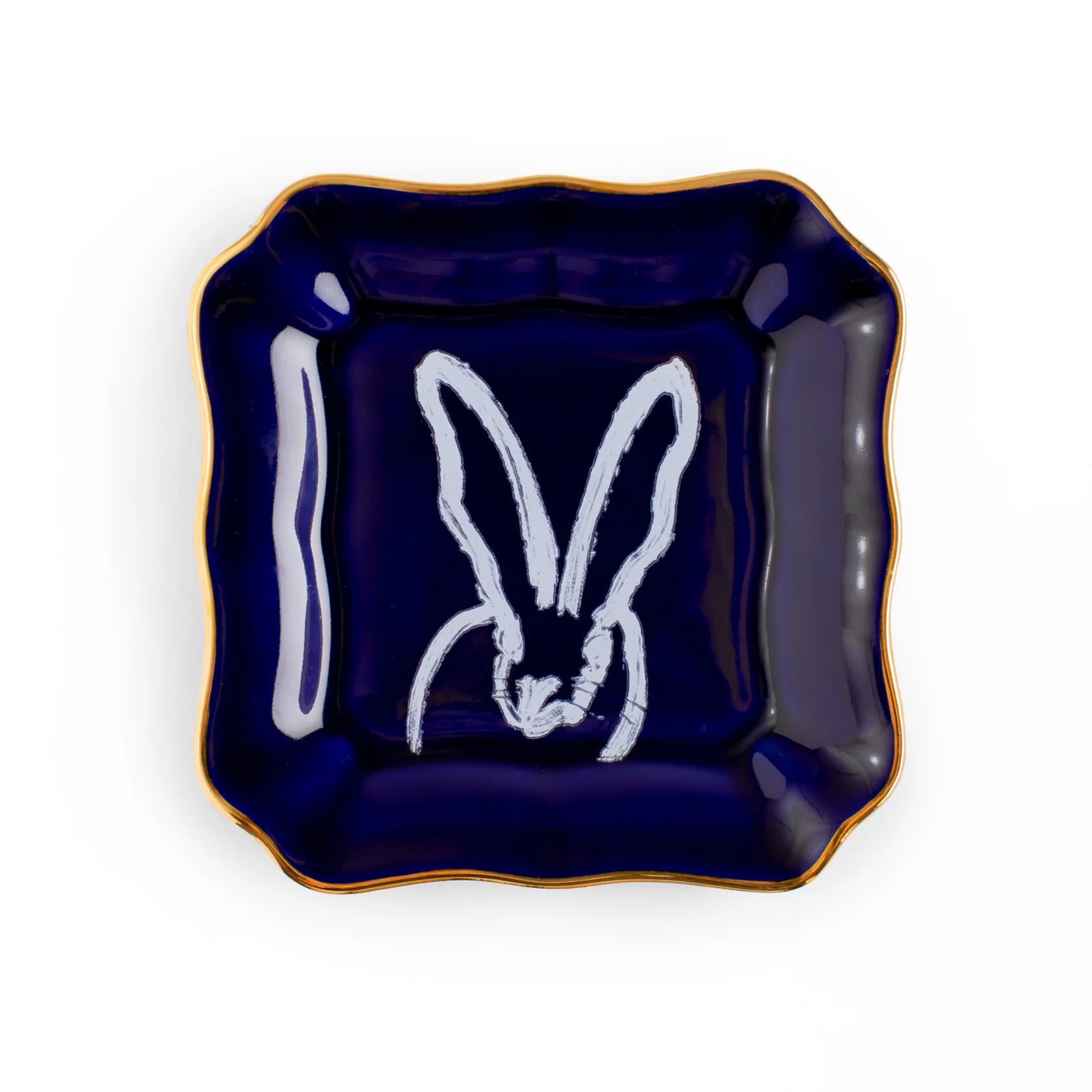 Bunny Portrait Plate with Hand-Painted Gold Rim