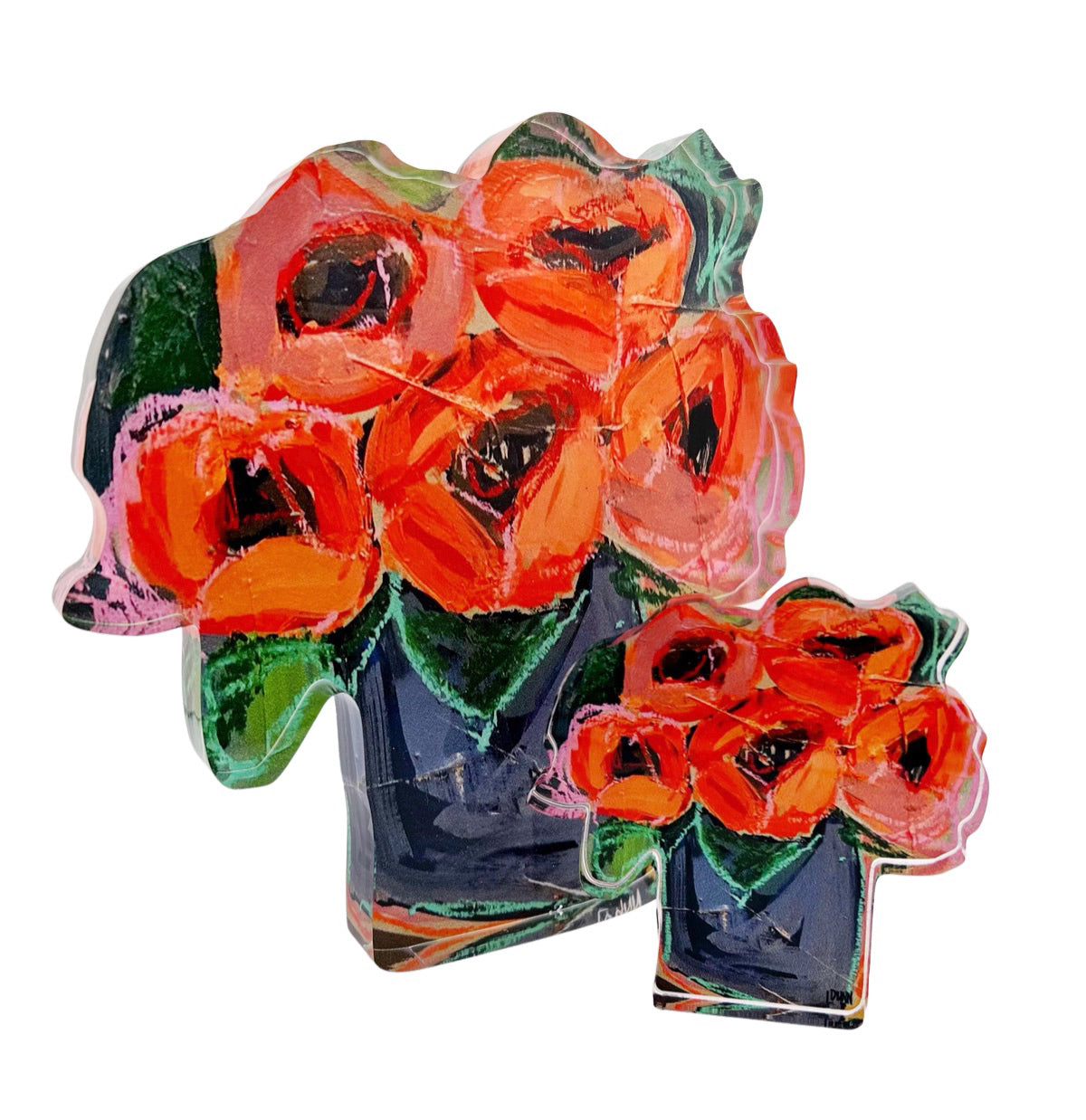 Red Floral Acrylic Bloom Block - Bitty Block