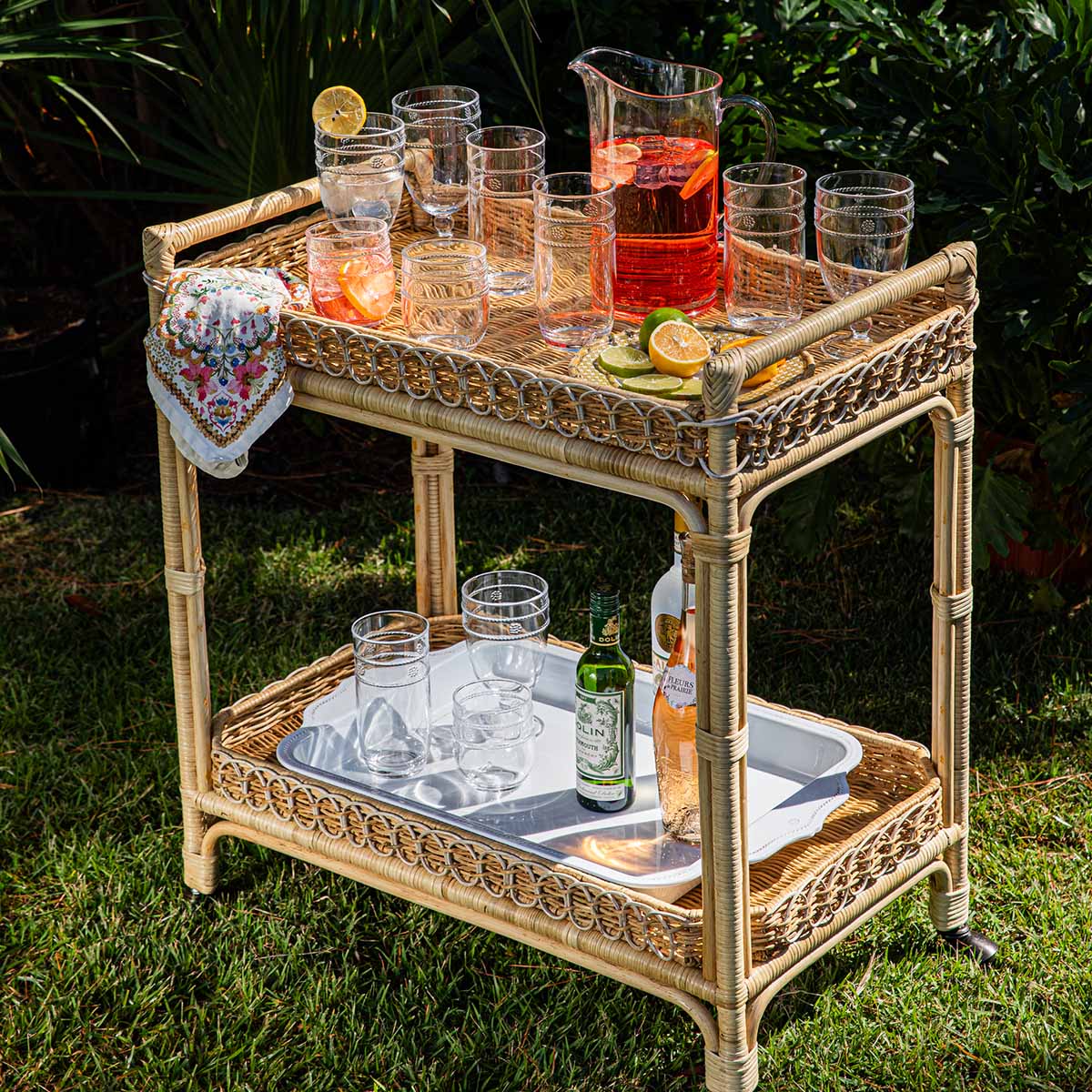 Provence Rattan Whitewash Bar Cart