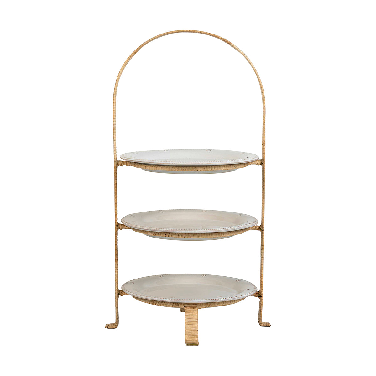 Provence Rattan Three Tiered Plate Server - Whitewash