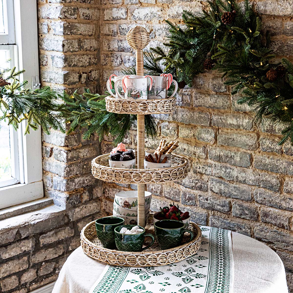 Provence Rattan 3-Tier Shelving Unit - Whitewash