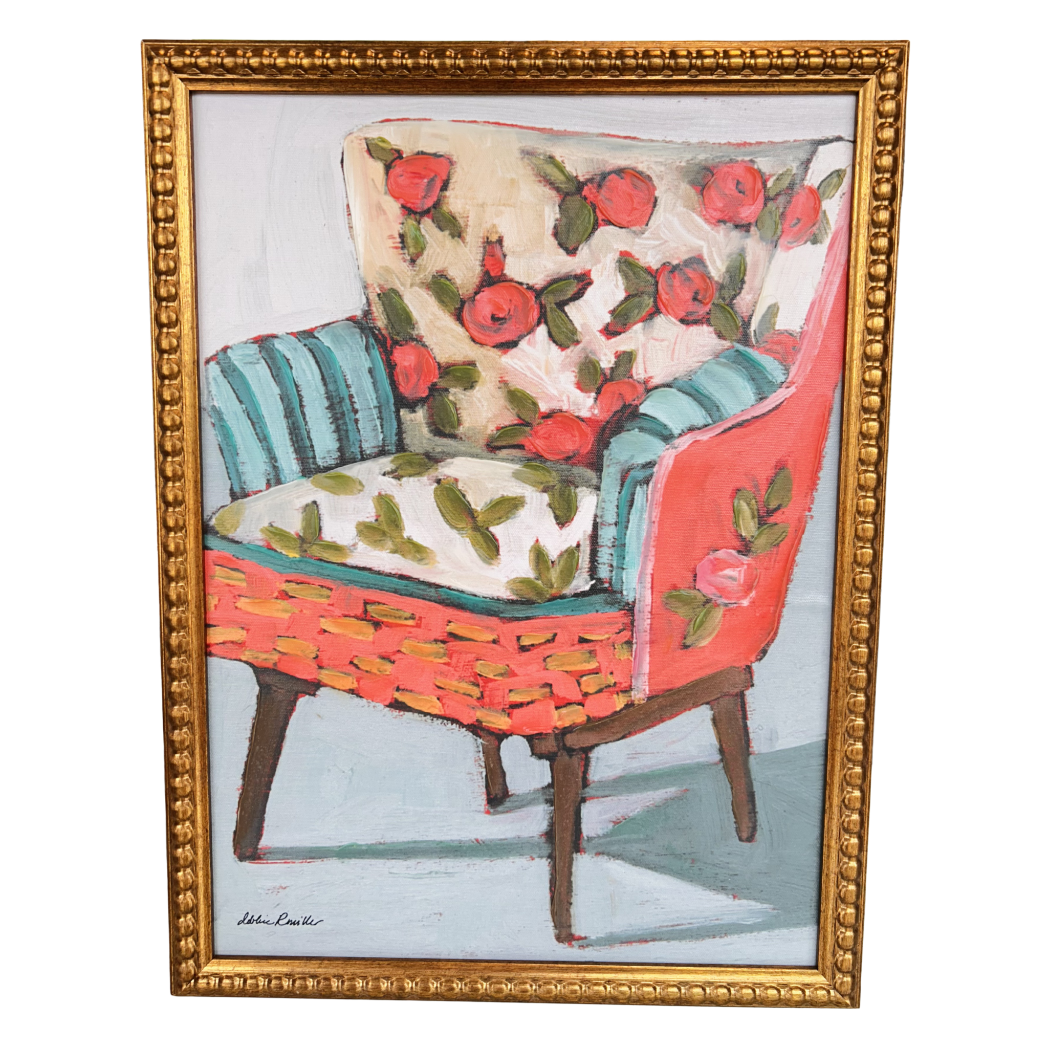 Rose Settee in Gold Bubble Frame