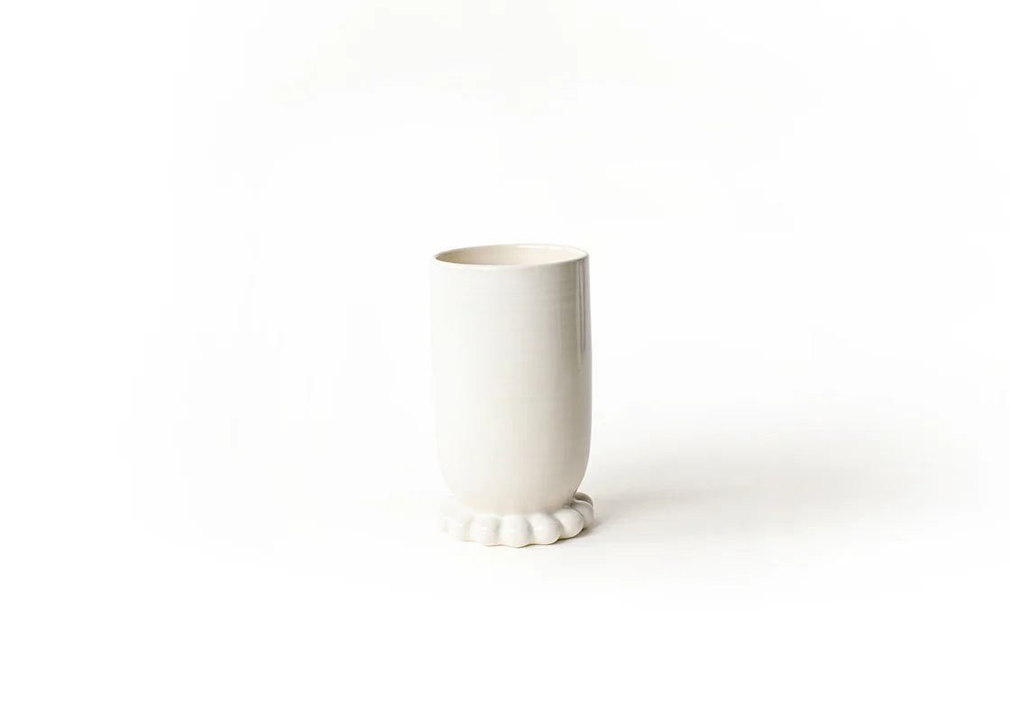 SIGNATURE WHITE MEDIUM CYLINDER VASE WITH KNOBBED FOOT