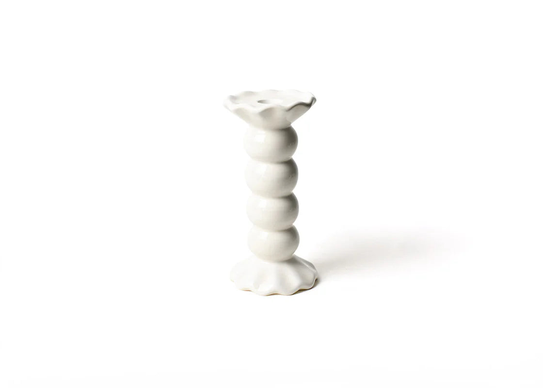 SIGNATURE WHITE MEDIUM RUFFLE KNOBBED CANDLE HOLDER