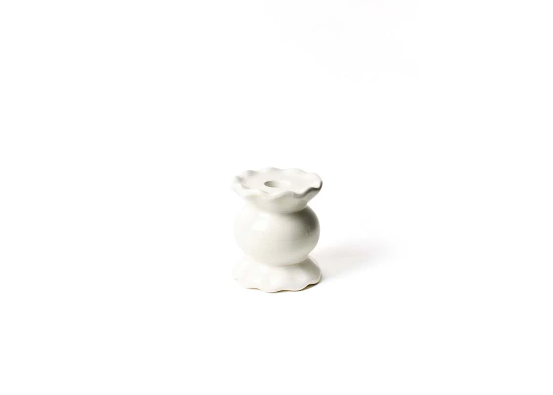 SIGNATURE WHITE SMALL RUFFLE KNOB CANDLE HOLDER