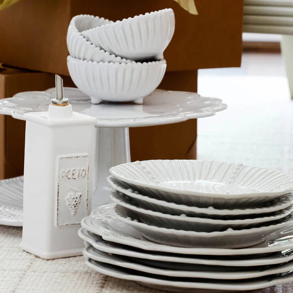 Incanto Stone White Stripe Footed Bowl