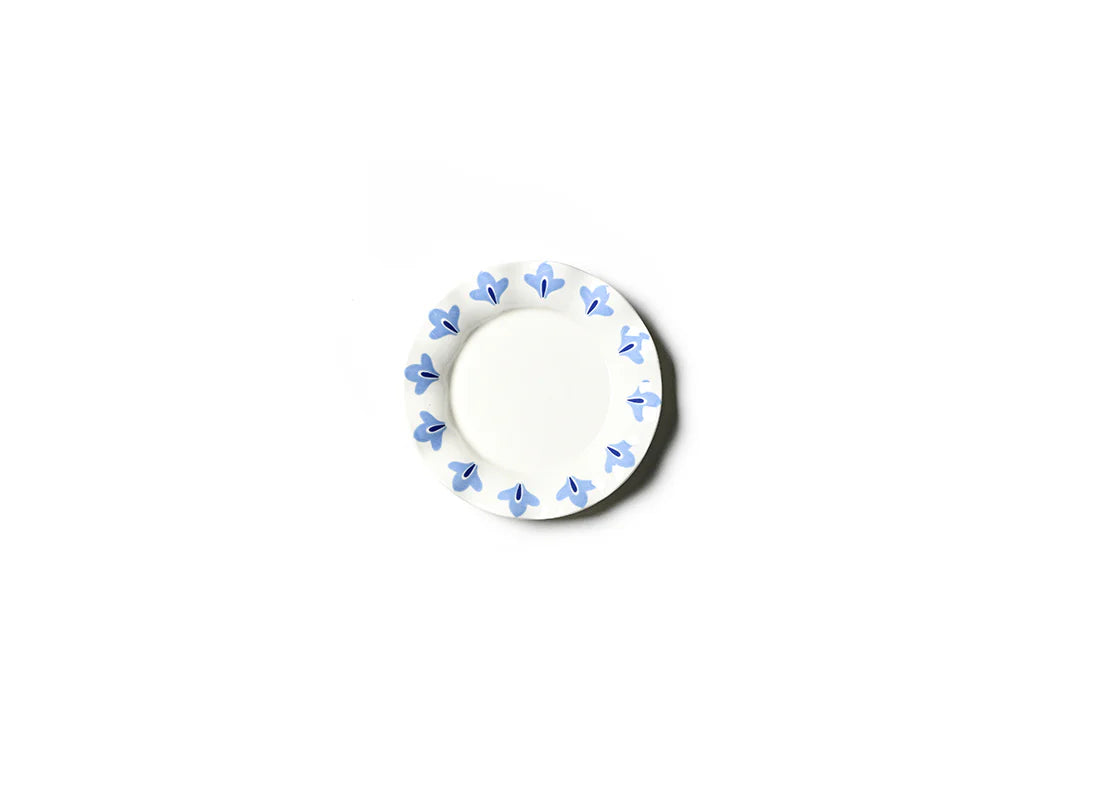 French Blue Sprout Trim Ruffle Dessert Plate