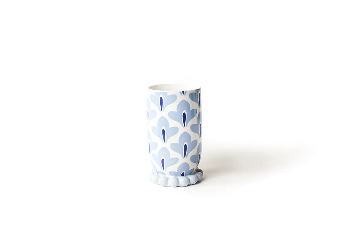 IRIS BLUE MEDIUM CYLINDER VASE WITH KNOBBED FOOT