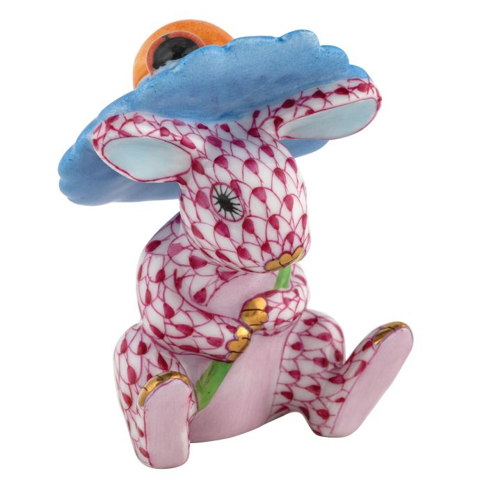Umbrella Bunny Figurine - Raspberry