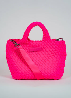 Mini Woven Tote - Neon Pink