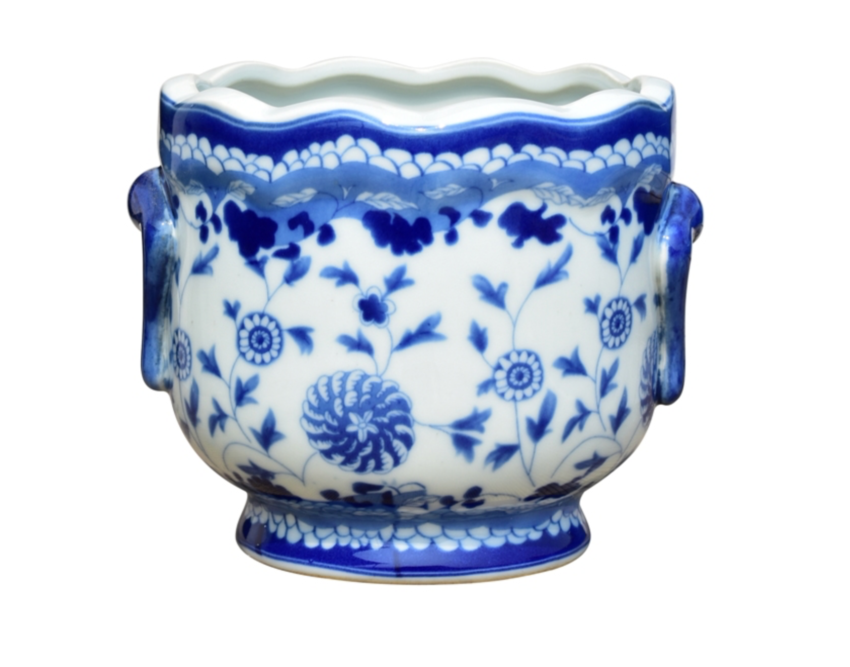 Porcelain Blue and White Meadow Cachepot
