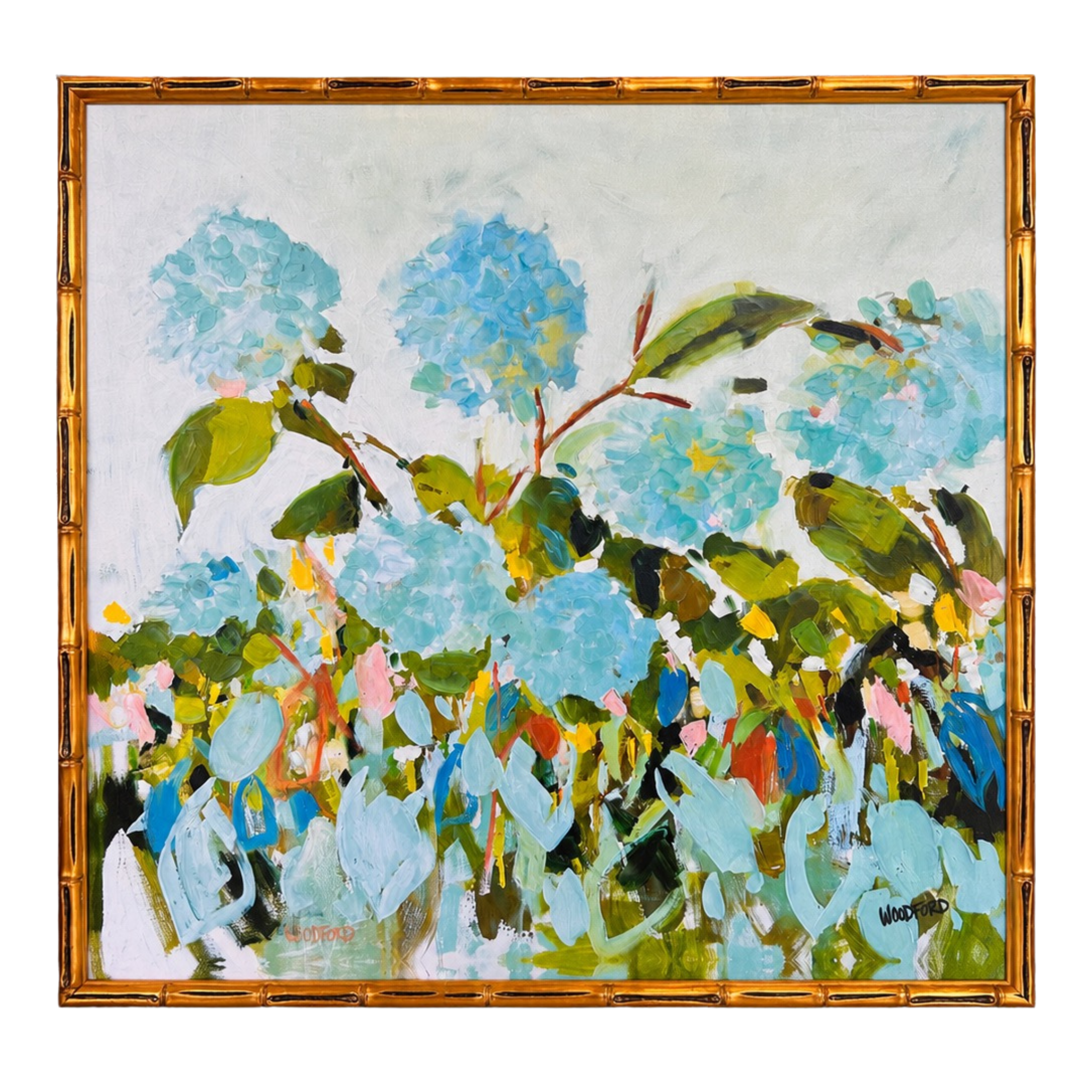 Sky Through the Leaves in Gold Bamboo Frame