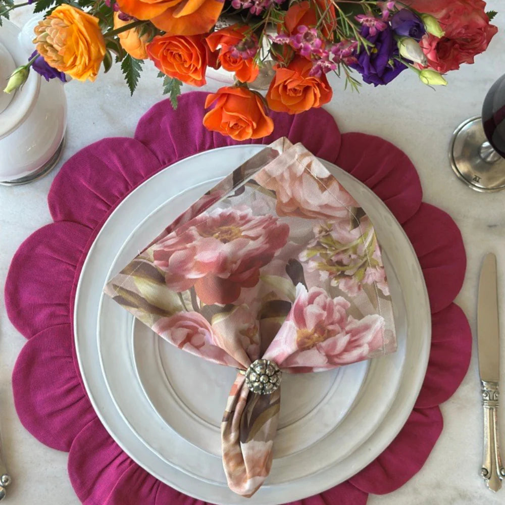 Magenta Linen Petal Placemat | Set of 4