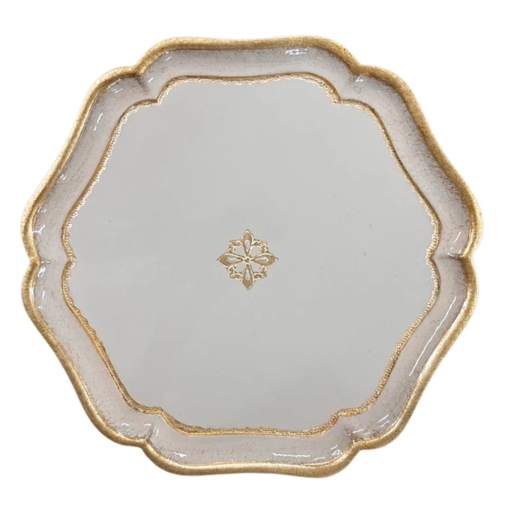 Large Taupe Florentino Baroque Wooden Charger/Tray