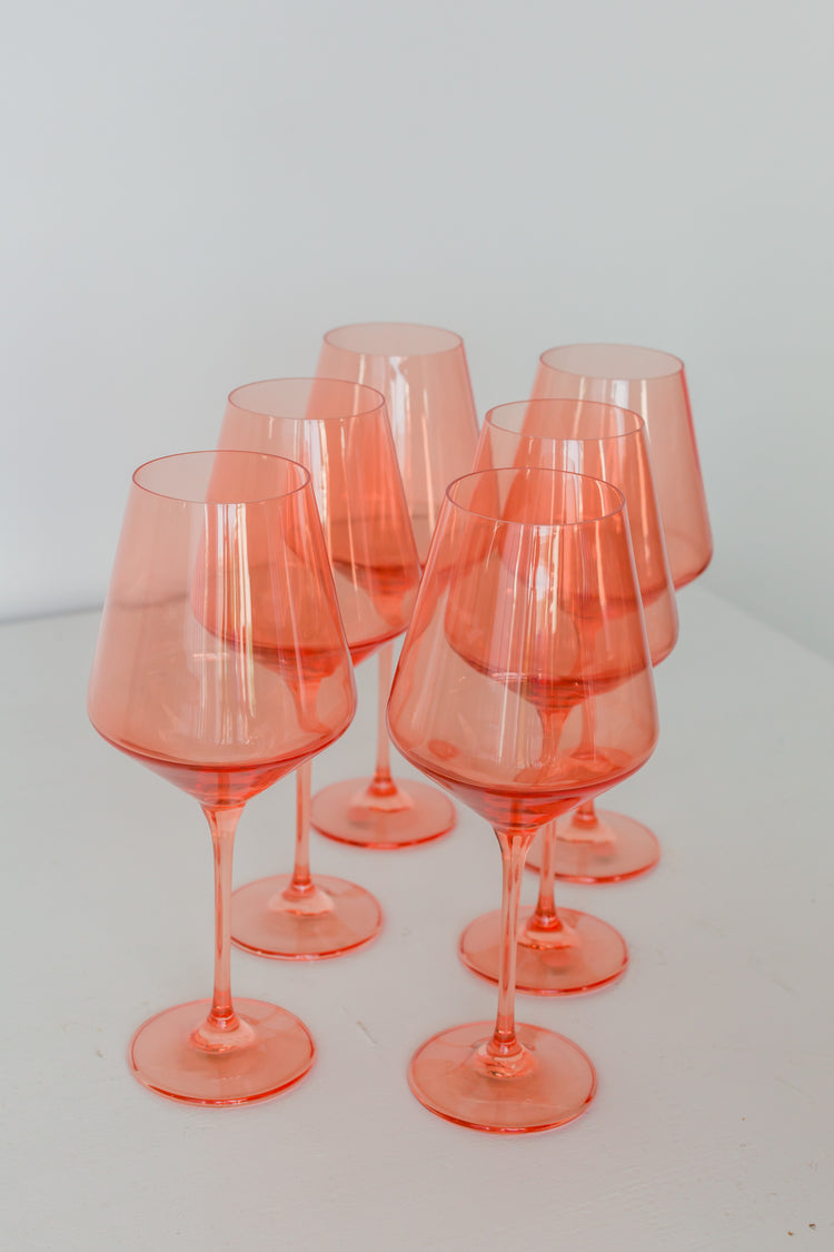 Estelle Colored Wine Stemware {Coral Peach Pink}_Bundle