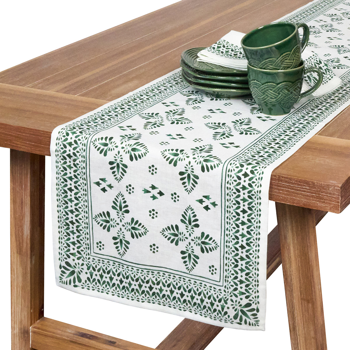 Iberian Border 18"x90" Table Runner - Evergreen